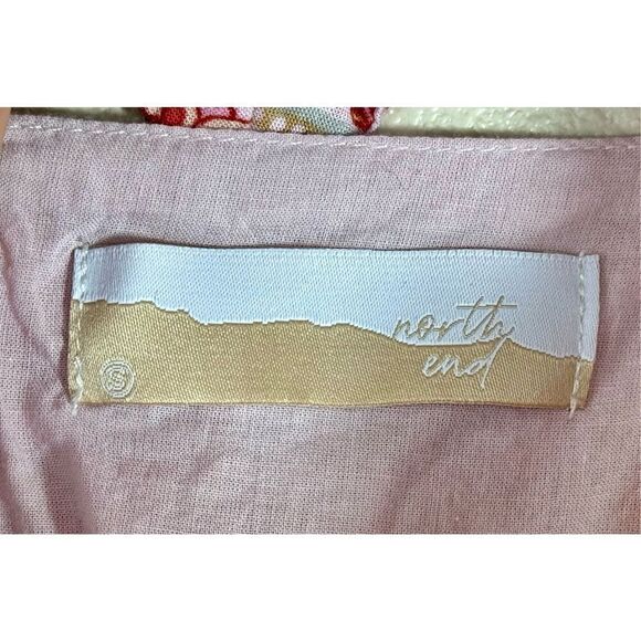 North End Pink Floral Patchwork Square Neck Babydoll Dress With Tie Backs Small - Picture 3 of 8